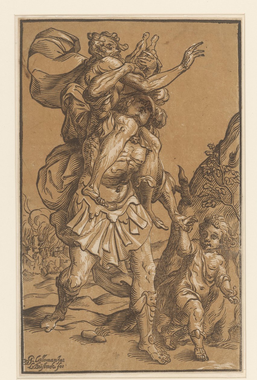 Aeneas babasını Truva'dan taşır by Ludwig Businck