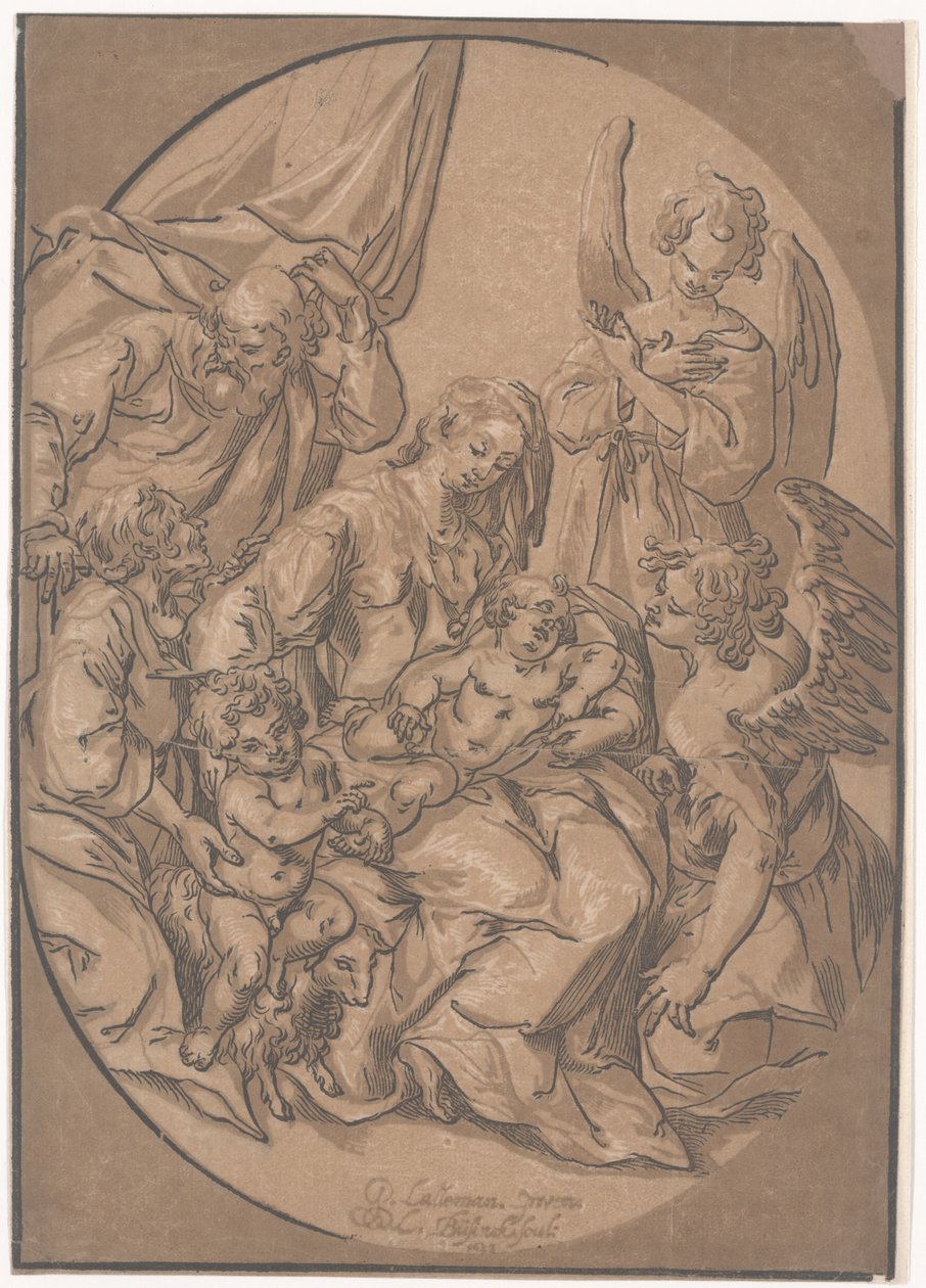 Bebek Aziz John ile Kutsal Aile, bir Oval, c.1623 by Ludwig Businck