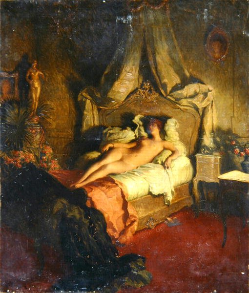 Kırmızı Yatakta Çıplak by Ludwig Deutsch