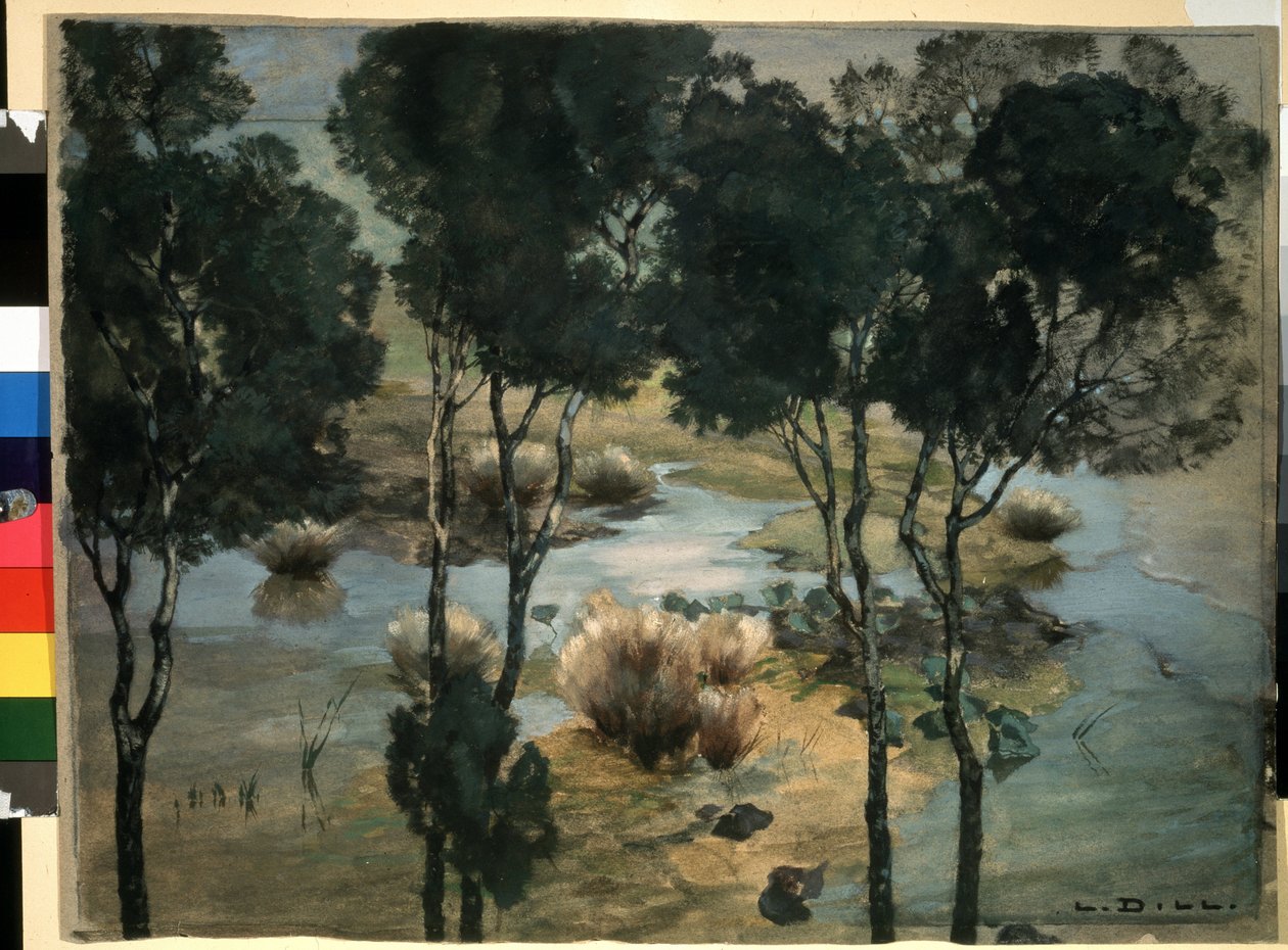 ""manzara"" Ludwig Dill (1848-1940) Tarafından Suluboya ve Guaj Boyama 1900 Dolaylarında Puşkin Müzesi, Moskova by Ludwig Dill