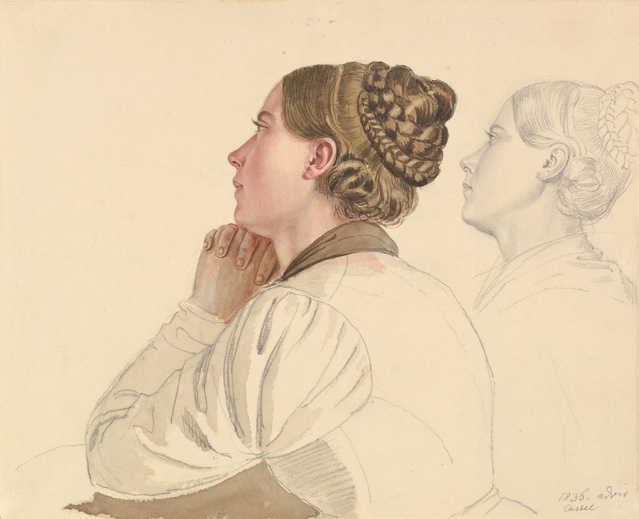 19. yüzyılın başlarından ortalarına kadar dua eden bir kadın çalışmaları. by Ludwig Emil Grimm