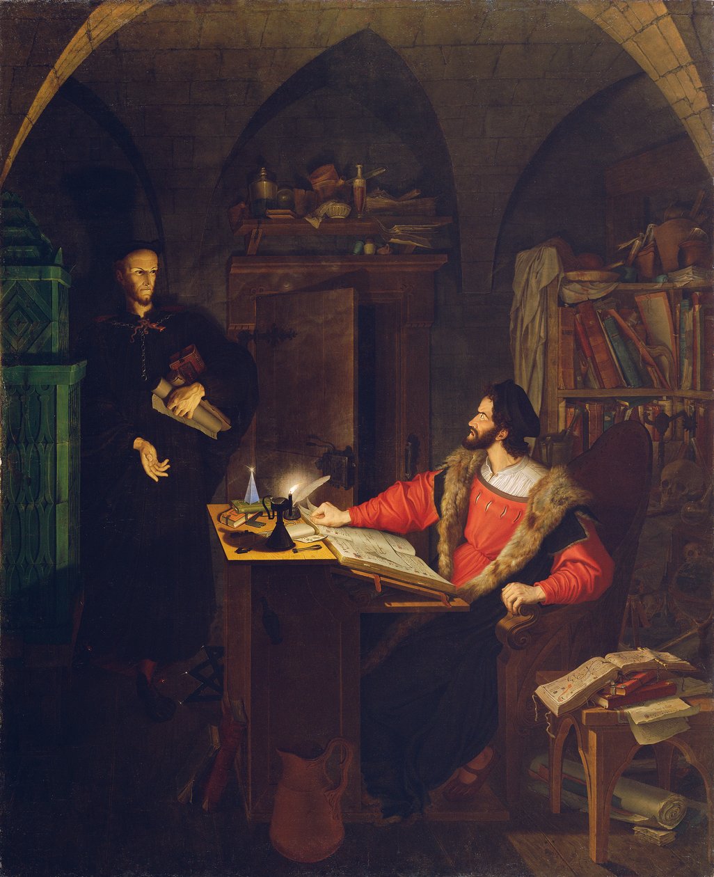 Faust ve Mephisto çalışmada by Ludwig Ferdinand Schnorr von Carolsfeld