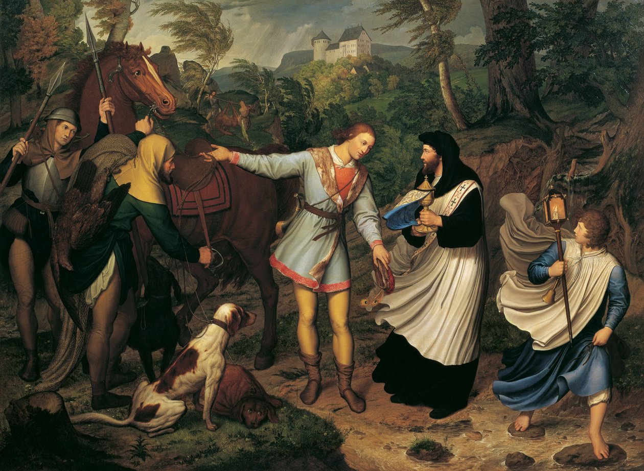 Rudolf von Habsburg ve rahip by Ludwig Ferdinand Schnorr von Carolsfeld