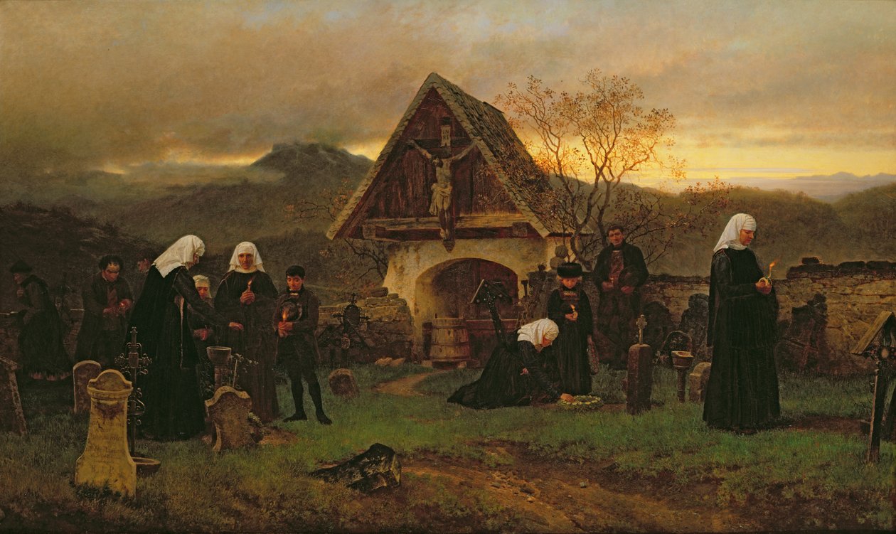 Mezarlıkta Tüm Ruhlar Günü by Ludwig Friedrich Wilhelm Riefstahl