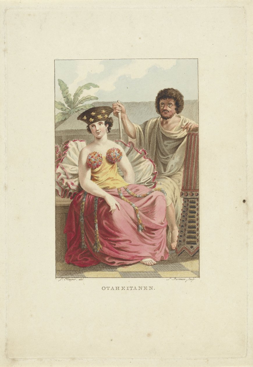 Otaheite Adası (Tahiti) sakinleri Otaheitanen (nesne üzerindeki başlık) by Ludwig Gottlieb Portman