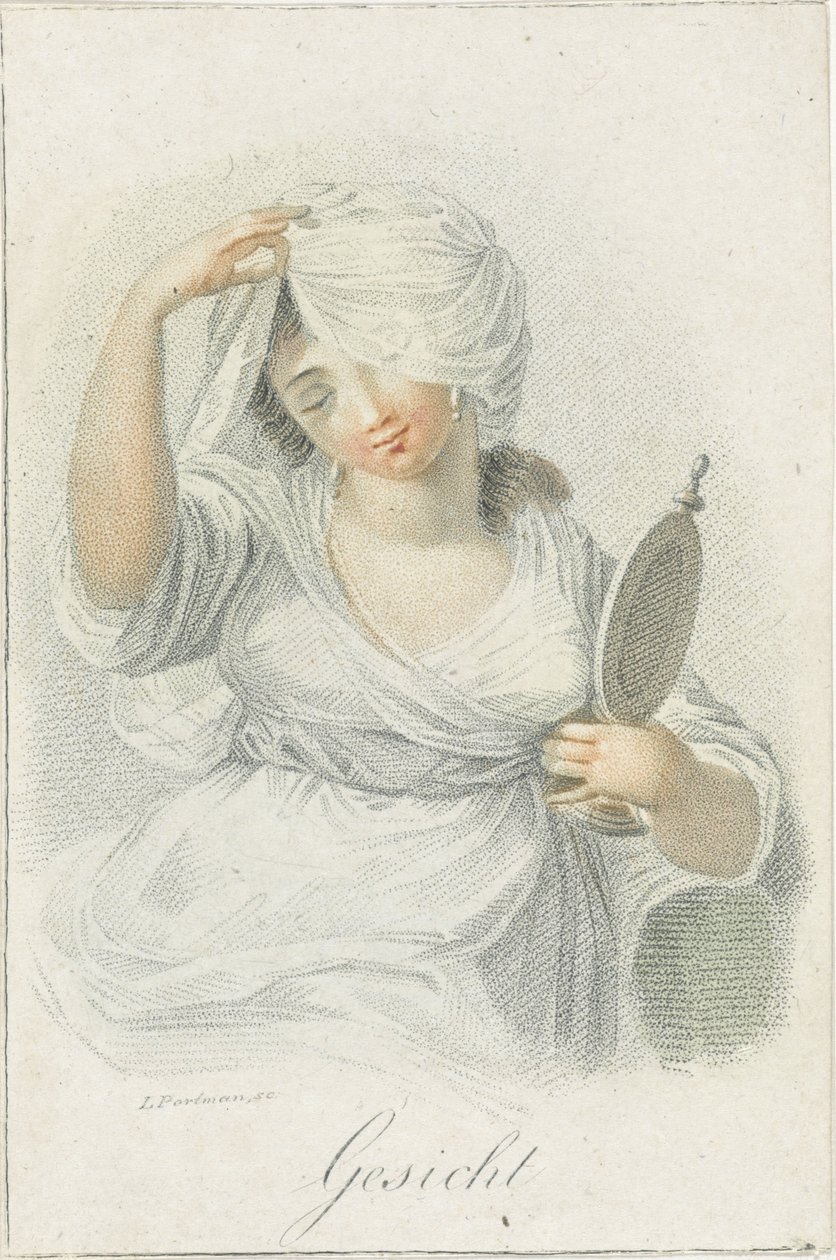 Görme Yüz (nesne üzerindeki başlık) Kadın figürleriyle temsil edilen beş duyu (dizi adı) Die Funf Sinne (dizi adı) by Ludwig Gottlieb Portman