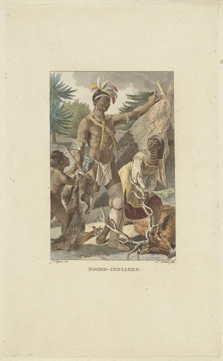 Teepee önünde Iroquois ailesi Kuzey Kızılderilileri (nesnedeki başlık) by Ludwig Gottlieb Portman