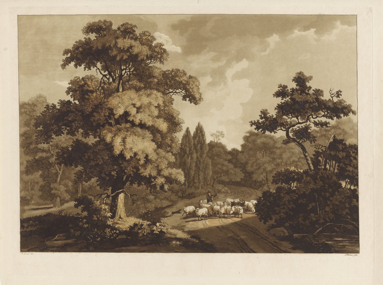 Koyun çobanı ile manzara by Ludwig Gottlieb Portman