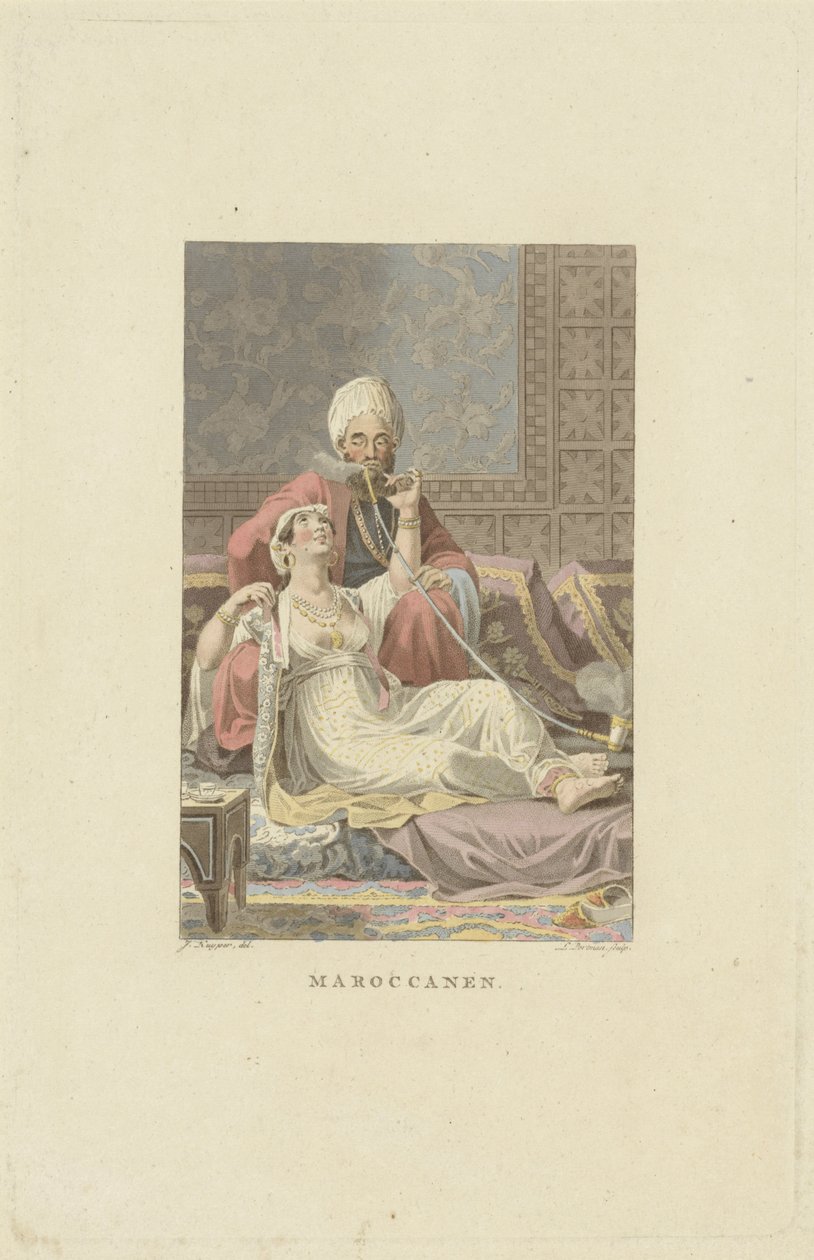 Faslı çift çay evinde Faslılar (nesne üzerindeki başlık) by Ludwig Gottlieb Portman