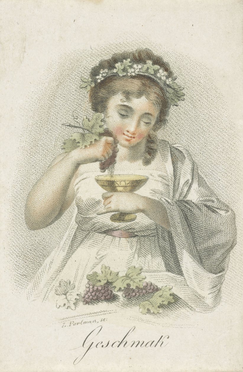 Tatmak Geschmack (nesne üzerindeki başlık) Kadın figürleriyle temsil edilen beş duyu (dizi adı) Die Funf Sinne (dizi adı) by Ludwig Gottlieb Portman