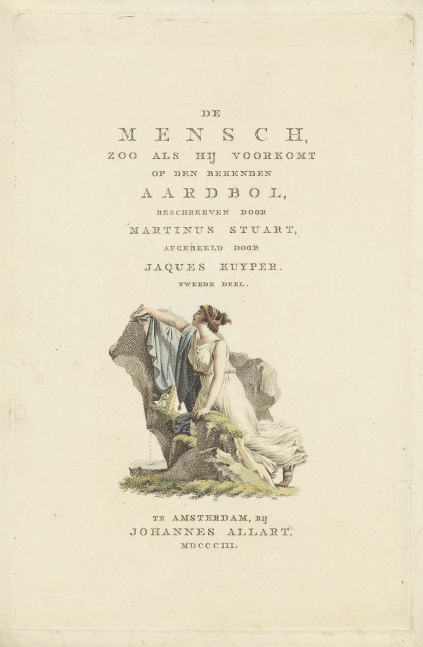 Kadın bir kayanın yanında Başlık sayfası: M. Stuart, Bilinen dünya üzerinde göründüğü şekliyle adam, 1803 by Ludwig Gottlieb Portman