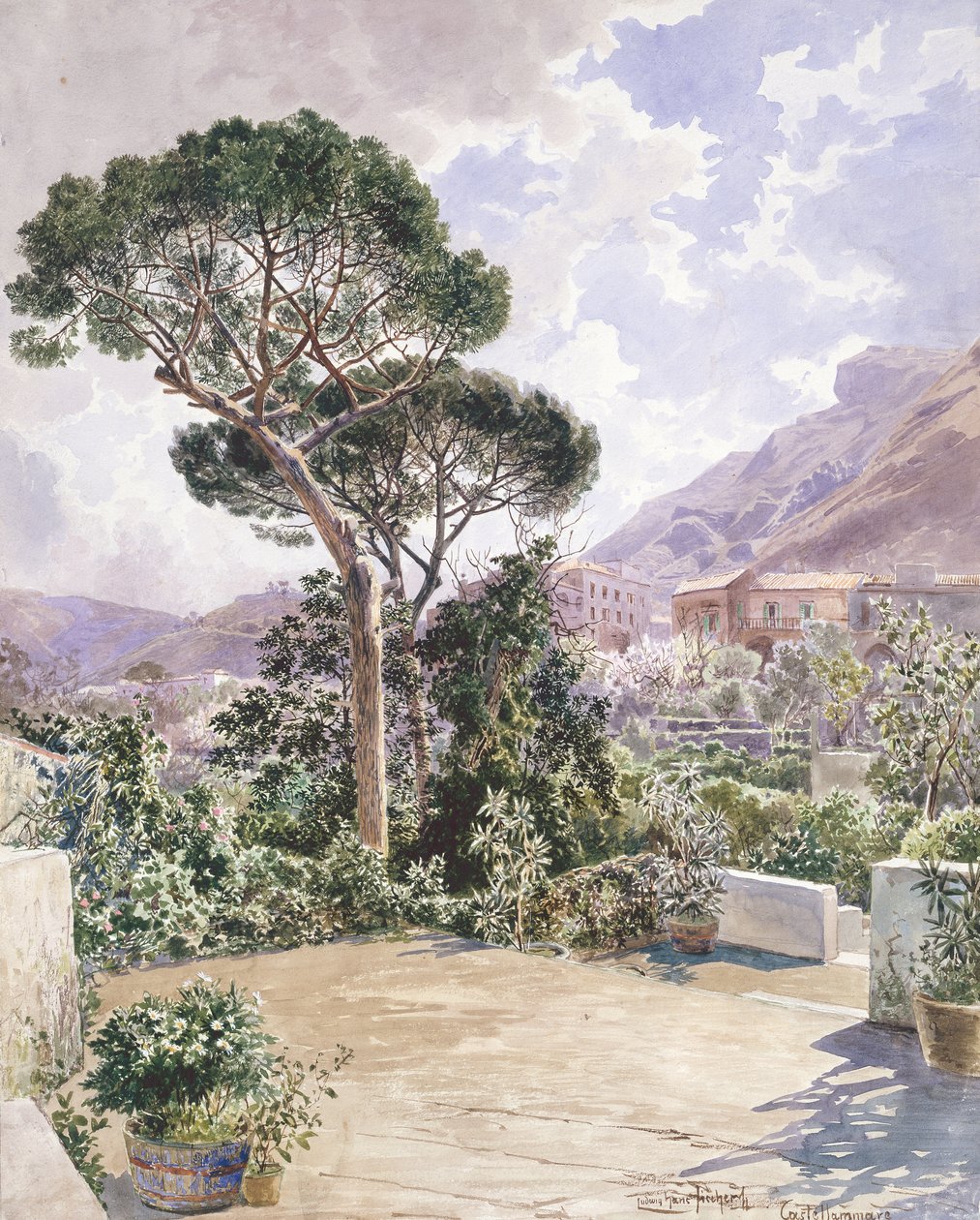 Castellamare (kalem ve sulu boya) by Ludwig Hans Fischer