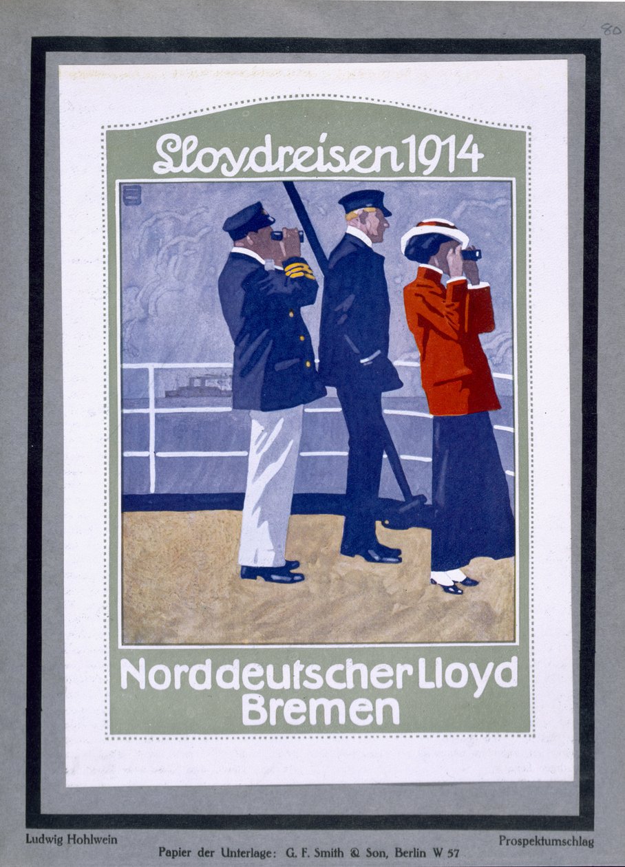 Yolcu gemisi güvertesini gösteren poster by Ludwig Hohlwein