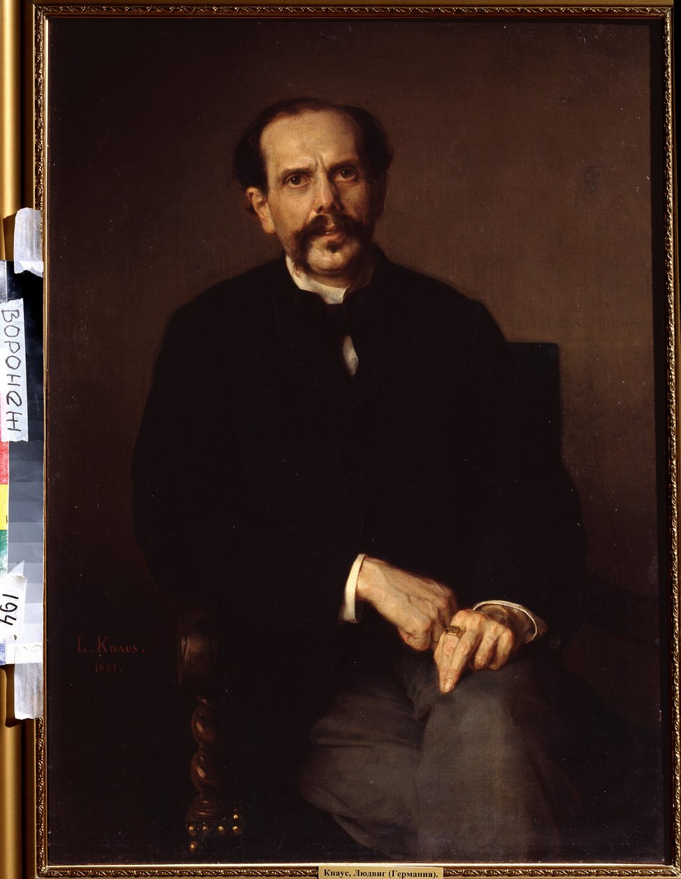 ""Bir adamın portresi"" Siyah bir takım elbise giymiş, parmağında bir şövalyelik var. Ludwig Knaus (1829-1910) Ivan Kramskoy (veya Kramskoi) Voronej
