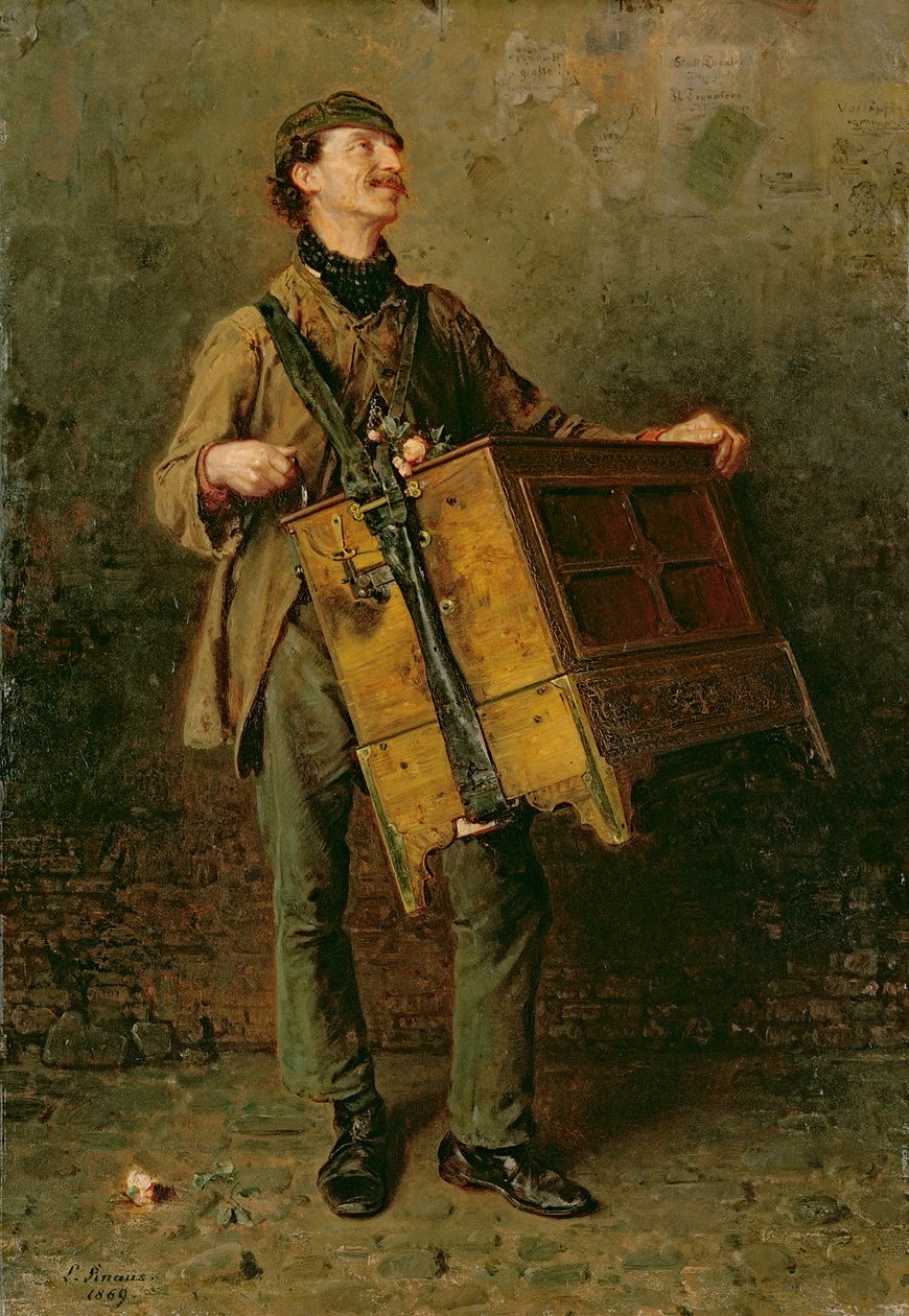 Hurdy-Gurdy Adam, 1869 by Ludwig Knaus