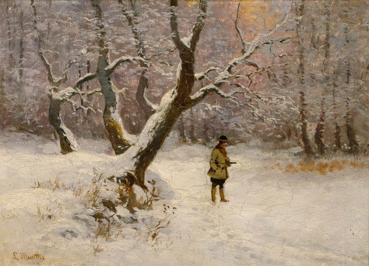 Avcı ile kış manzarası by Ludwig Munthe