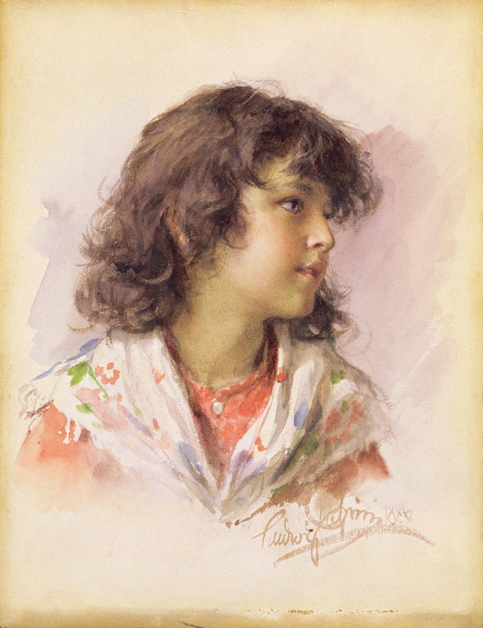 Bir Kızın Başı, 1886 by Ludwig Passini