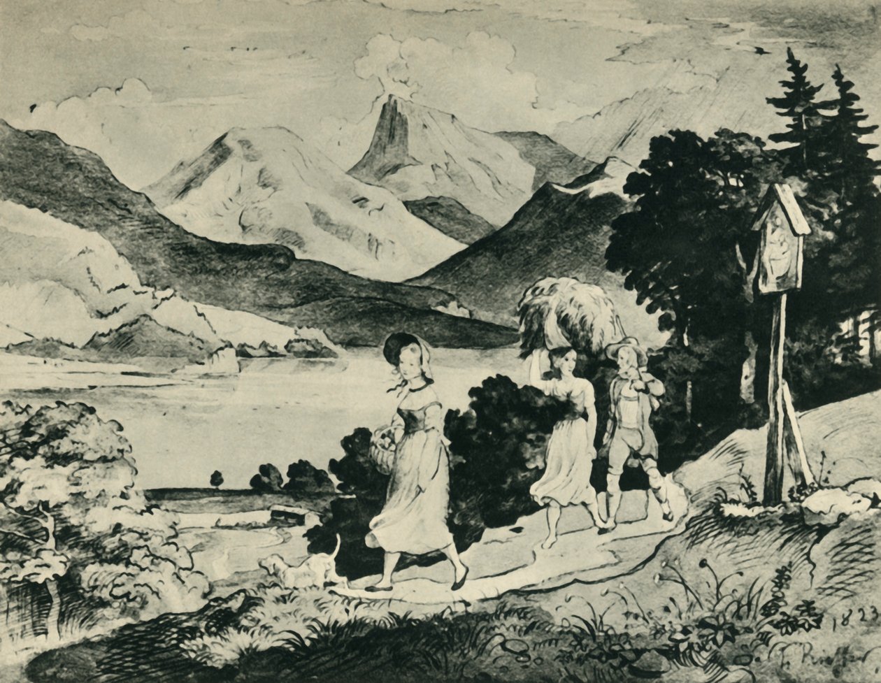 Fuschl Gölü, Salzburg, Avusturya, 1823, 1943. by Ludwig Richter