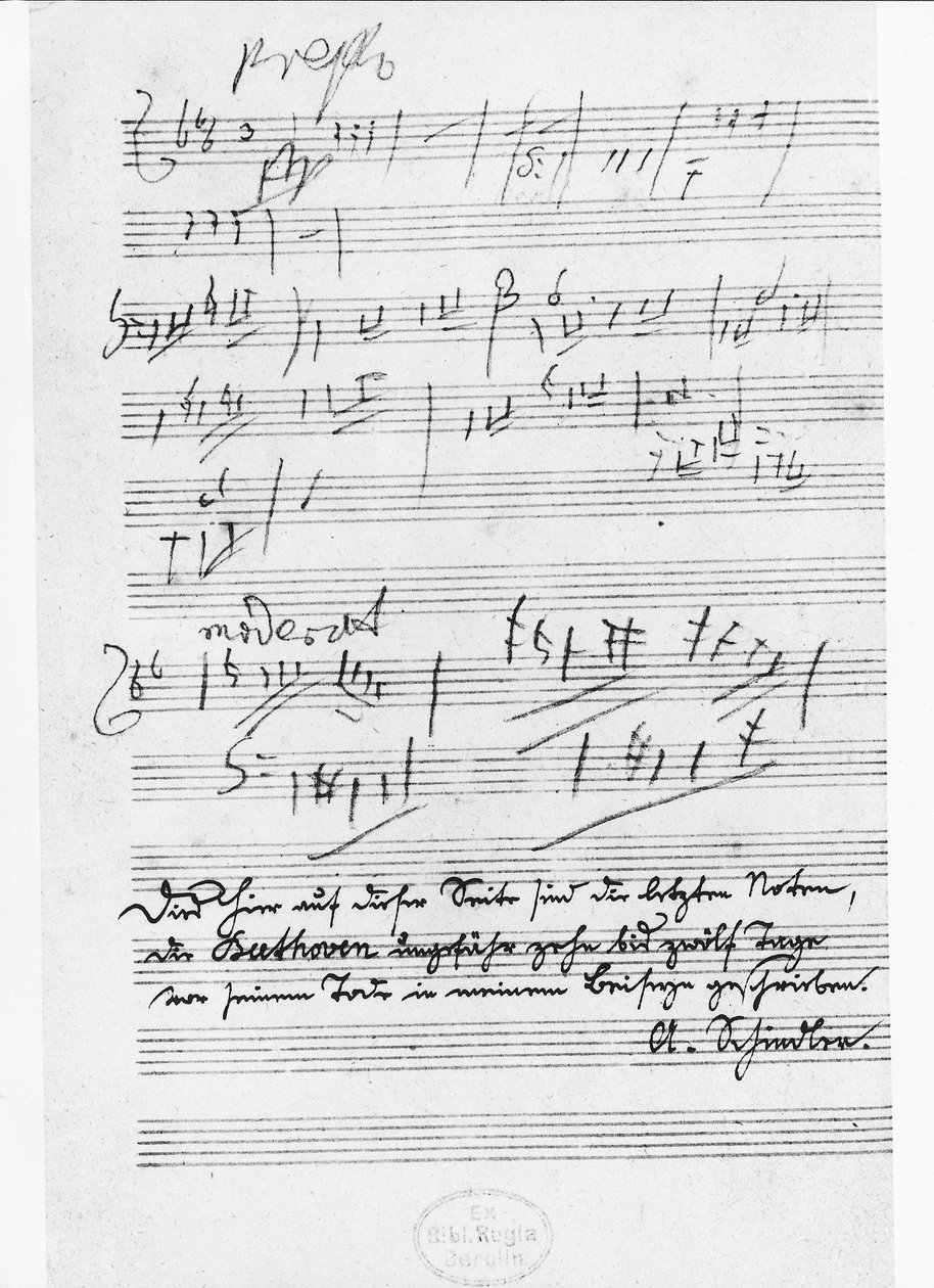 Alman besteci Ludwig van Beethoven (1770-1827) tarafından yazılan müziğin son sayfası by Ludwig van Beethoven