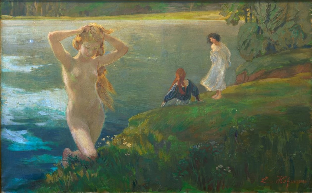 banyo kızlar by Ludwig von Hofmann