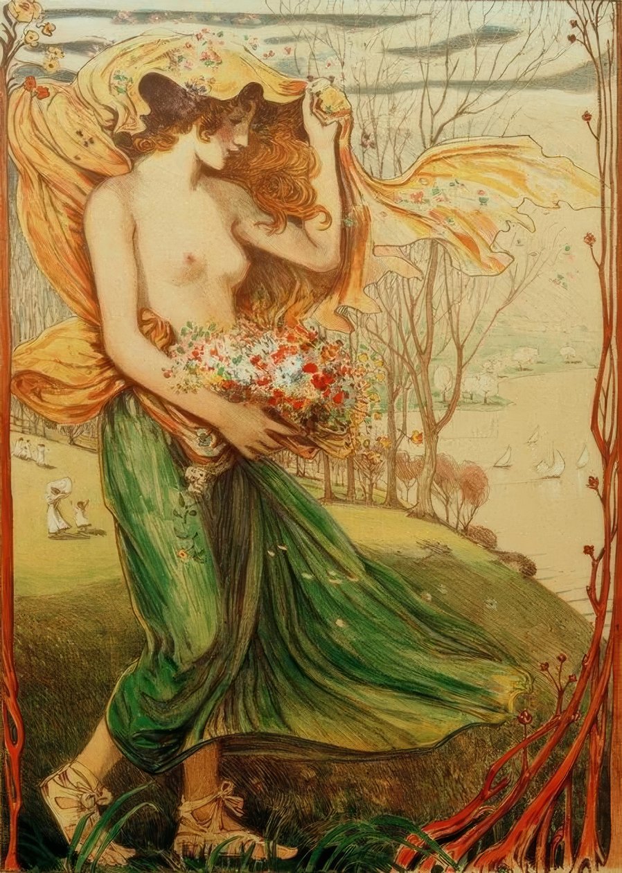 Flora (nişan resmi) by Ludwig von Hofmann
