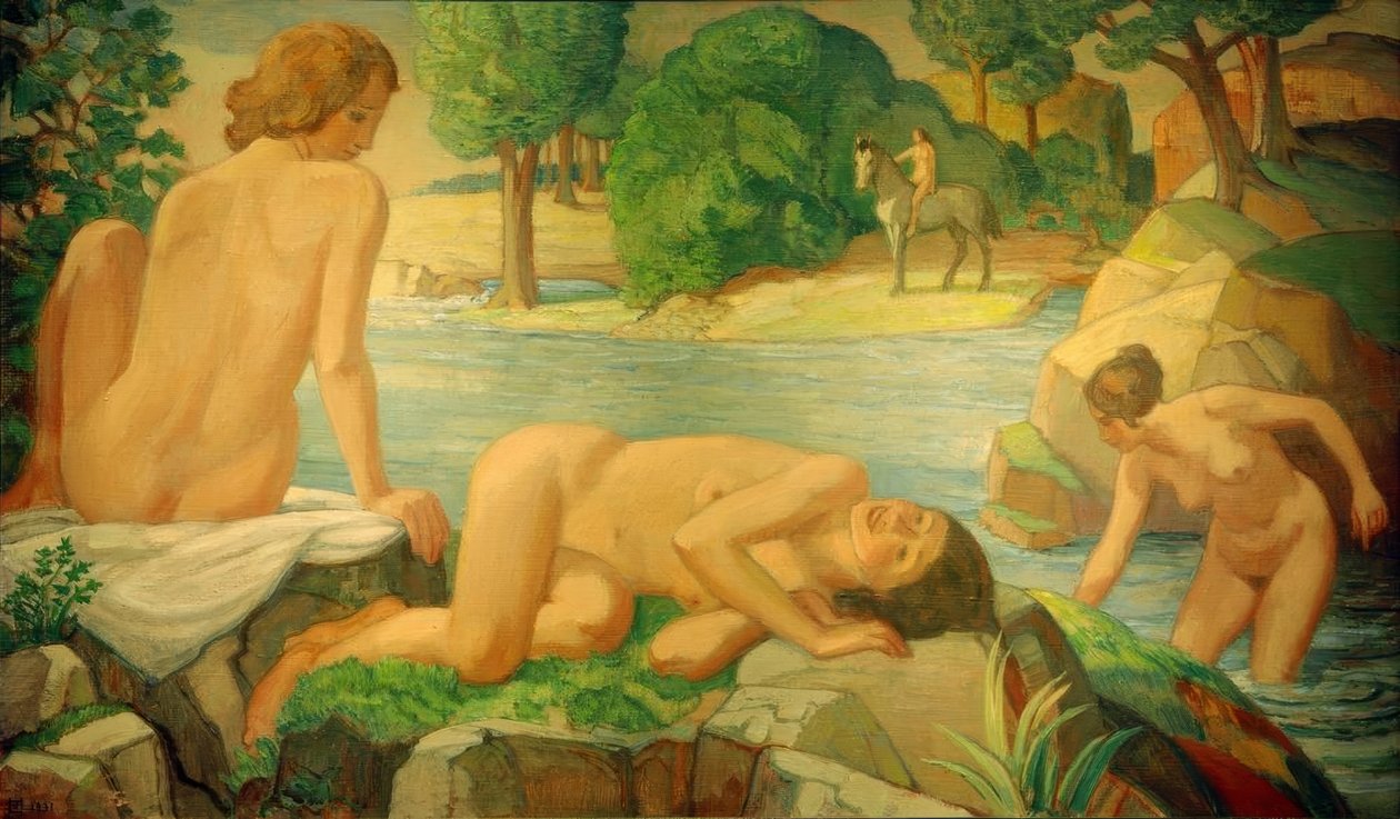 Yaz (göldeki kadınlar) by Ludwig von Hofmann