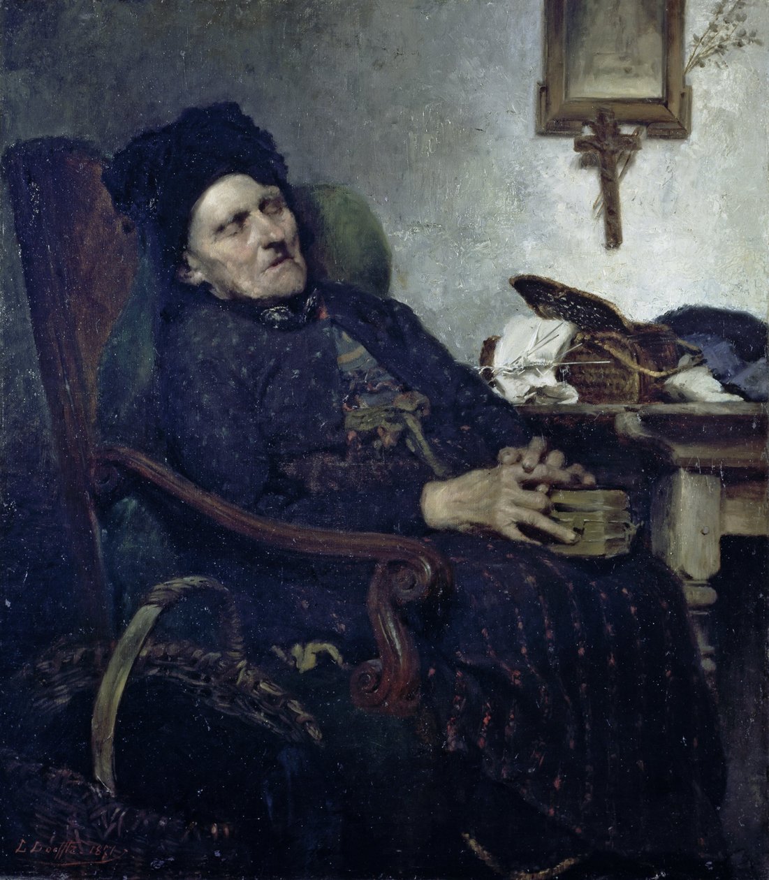 Yaşlı kadın iç by Ludwig von Löfftz