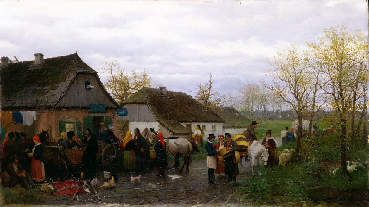 Küçük Bir Kasabada, 1880 dolayları by Ludwik Kurella