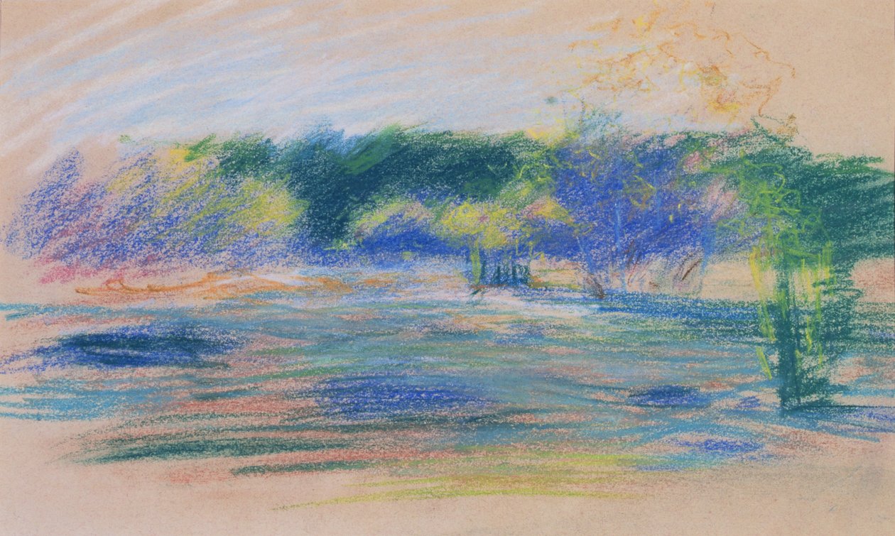 Orman manzaralı manzara (pastel) by Ludwik de Laveaux