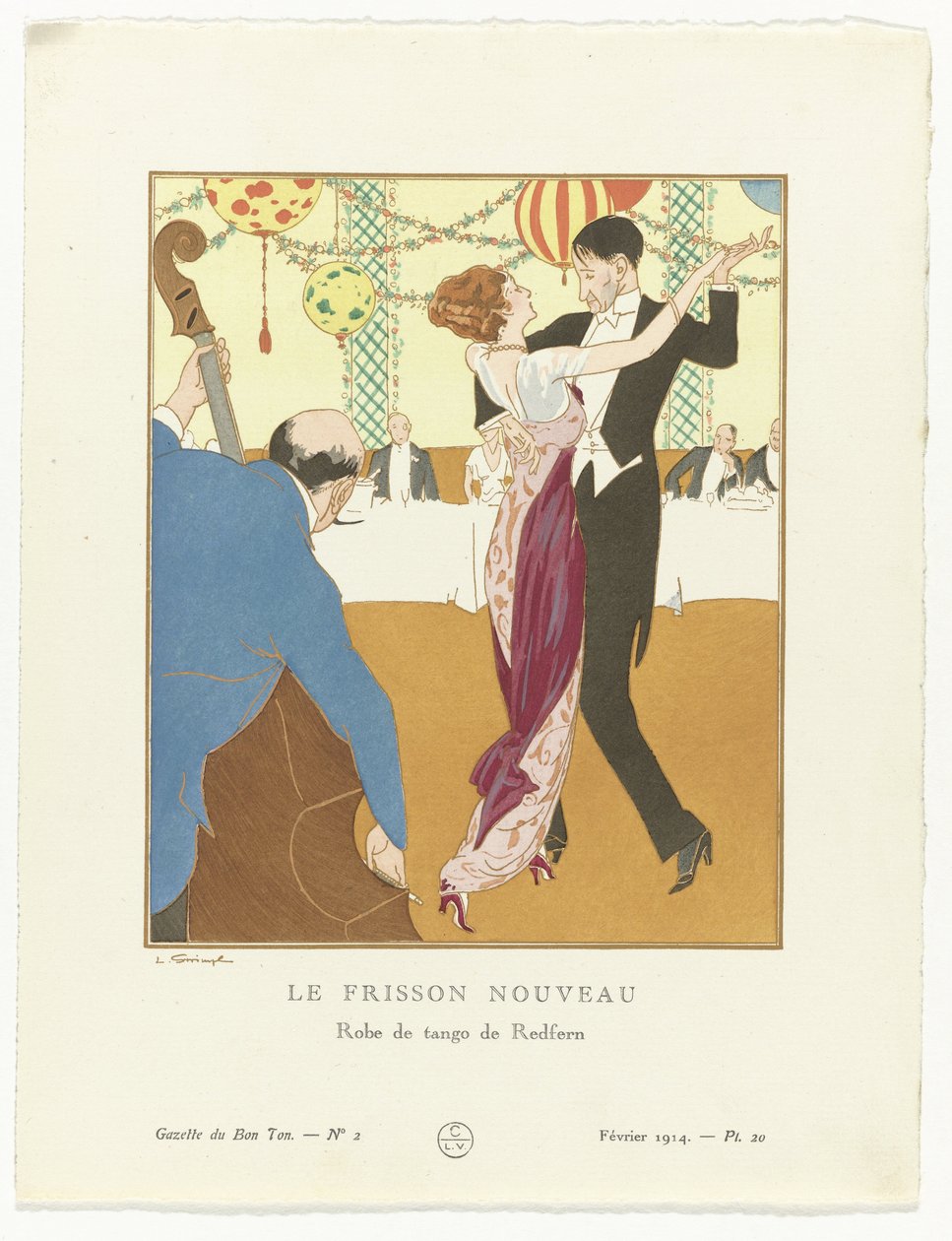 Gazette du Bon Ton. Sanat – Modlar ve Frivolitler: Akşam Kıyafetleri Yeni Heyecan: Redfern'den Tango Elbisesi (nesne üzerindeki başlık) by Ludwik Strimpl