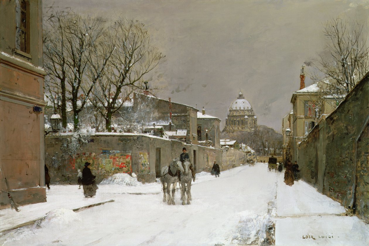 Les Invalides, Paris yakınlarındaki kış manzarası by Luigi Loir