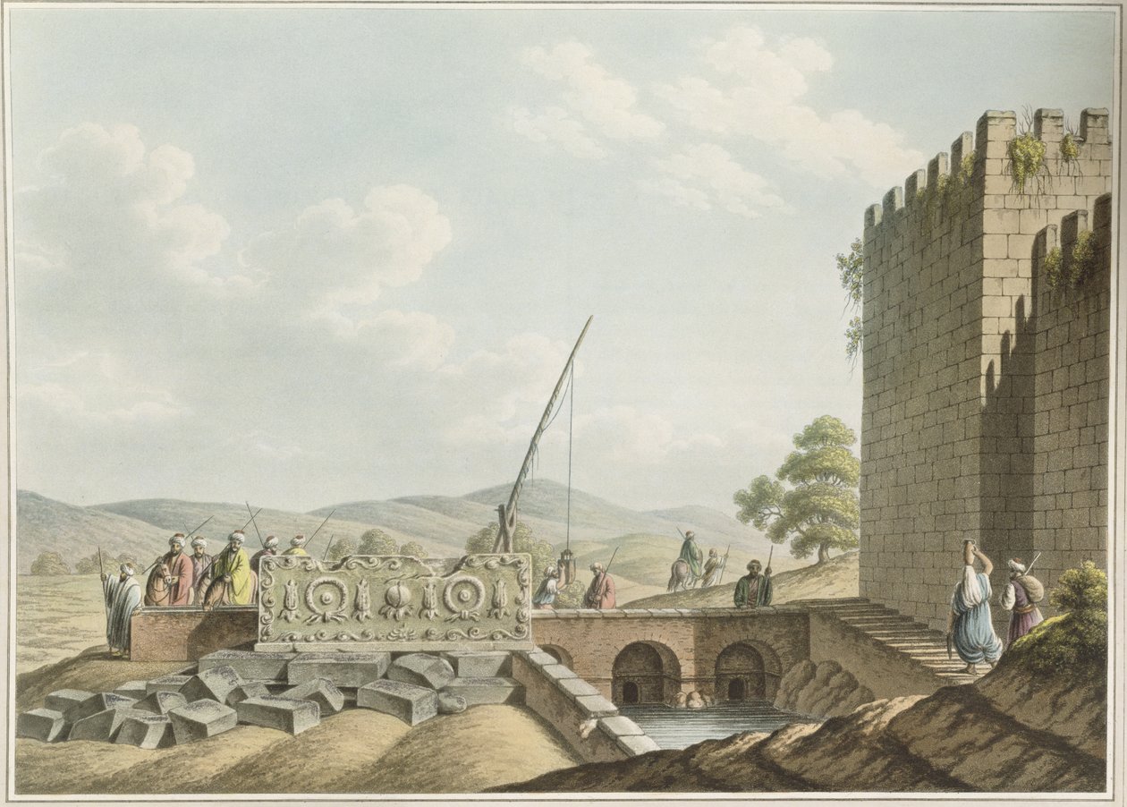 Kral Mezarlarından Bir Lahit, Kudüs, pub. William Watts tarafından, 1805 by Luigi Mayer