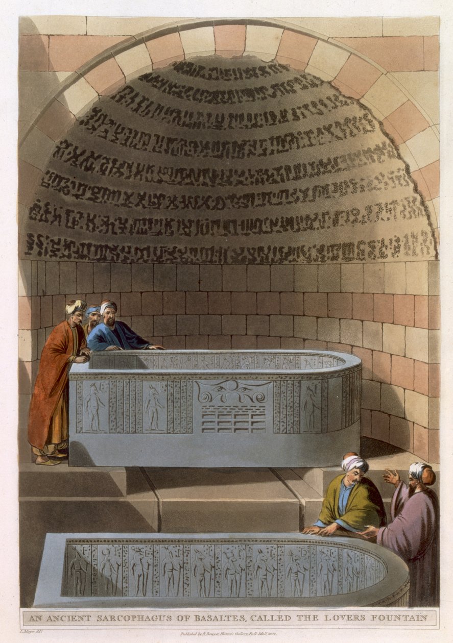 Aşıklar Çeşmesi olarak adlandırılan Antik Bazaltes Lahiti, Thomas Milton (1743-1827) pub tarafından oyulmuş 