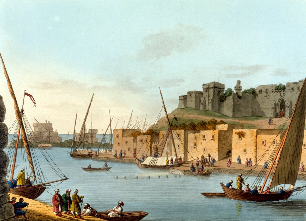 Torosa Adası'ndaki Kale, William Watts (1752-1851), 1805 tarafından oyulmuş by Luigi Mayer