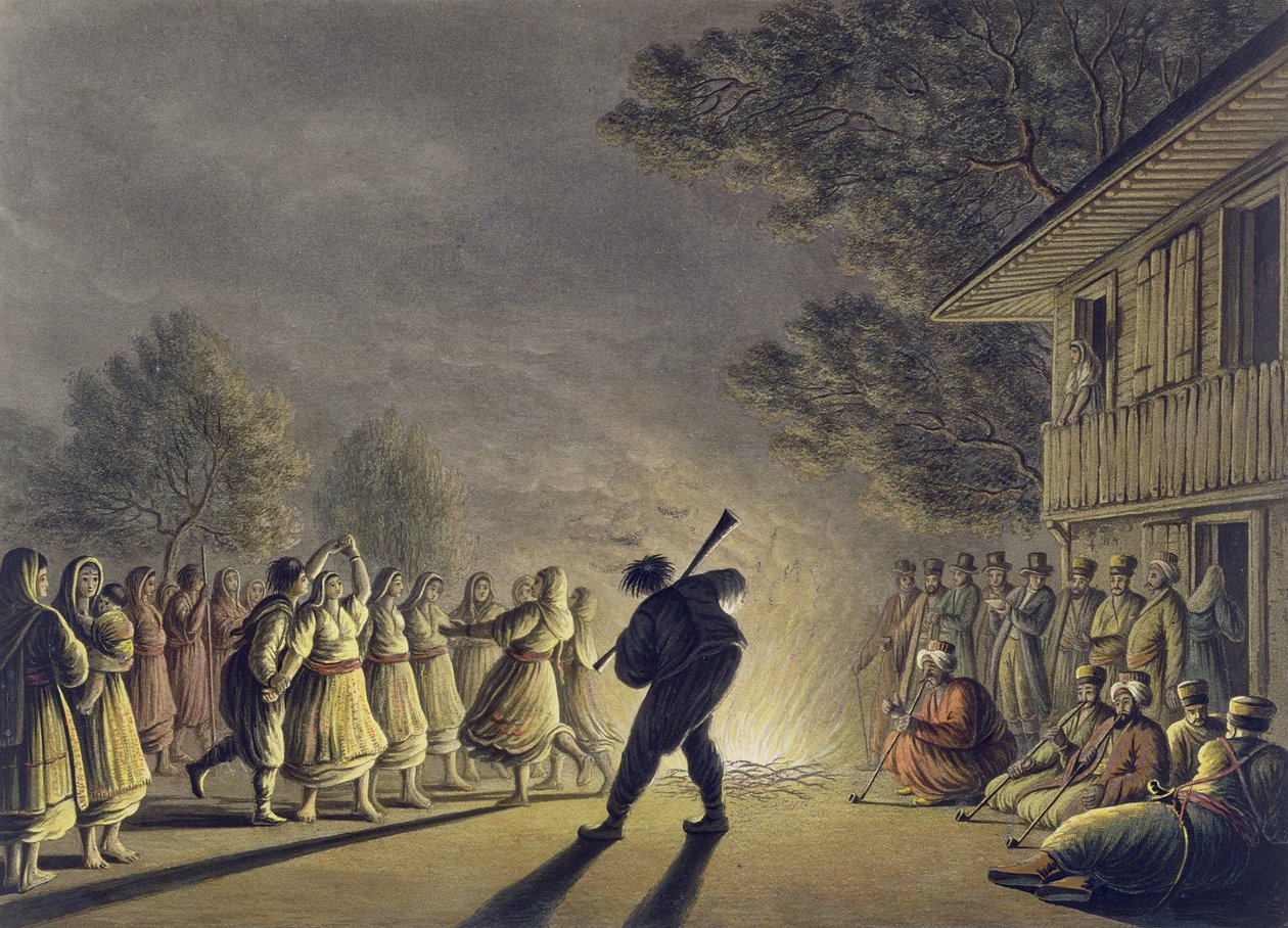 Bulgar Köylülerinin Dansı, pub. William Watts tarafından, 1806 by Luigi Mayer