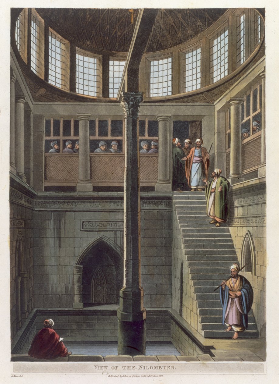 Nilometrenin görünümü, Thomas Milton (1743-1827) pub tarafından oyulmuş 