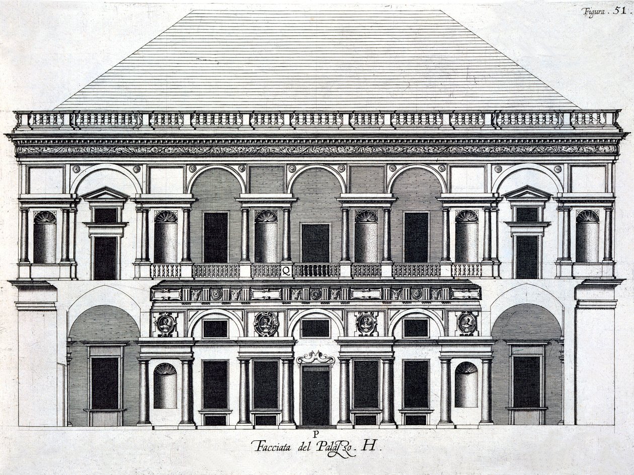 Caserta Kraliyet Sarayı için tasarım, 1756 by Luigi Vanvitelli