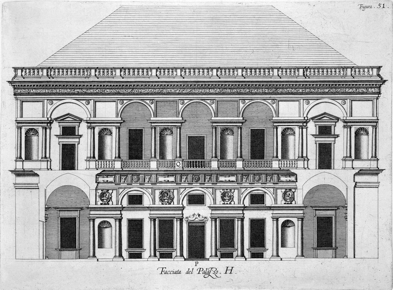 Caserta Kraliyet Sarayı için tasarım, 1756 by Luigi Vanvitelli