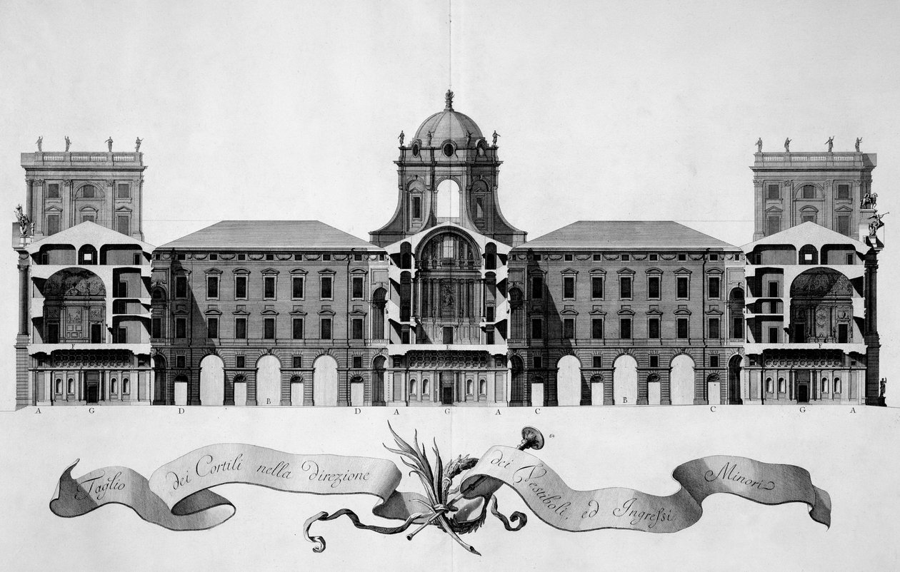 Caserta Kraliyet Sarayı için tasarım, 1756 by Luigi Vanvitelli