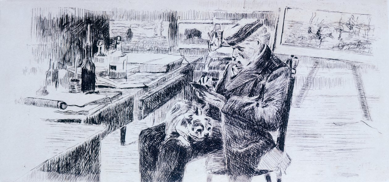 Ressamın portresi, Giovanni Fattori, Luigi Levi (1858-1860 - 1939), çizim by Luigi Levi