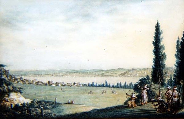 Cospoli şehrinin uzaktan görünümü by Luigi (after) Mayer