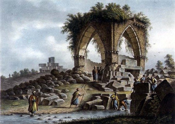 Yılan Çeşmesi, Suriye, pub. William Watts tarafından by Luigi (after) Mayer