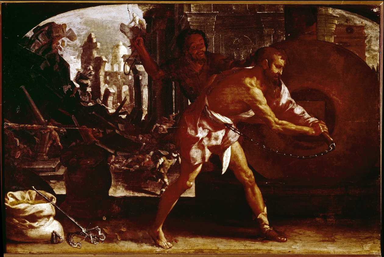 Samson ve değirmen taşı (tuval üzerine yağlı boya, yaklaşık 1650) by Luigi Miradori