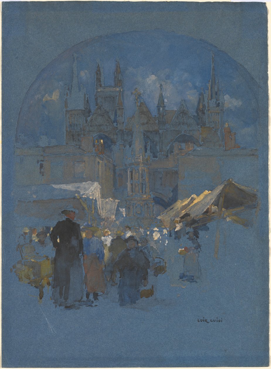Bir Katedralden Önce Bir Pazar Meydanı by Luigi Aloys François Joseph Loir