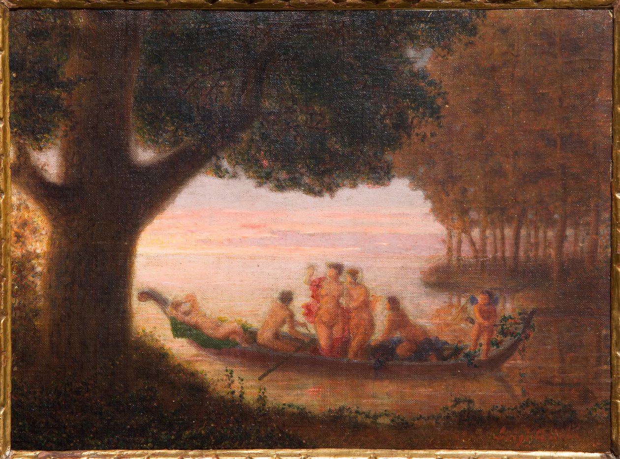 Göl ve Periler (karton üzerine yağlı boya) by Luigi Asioli