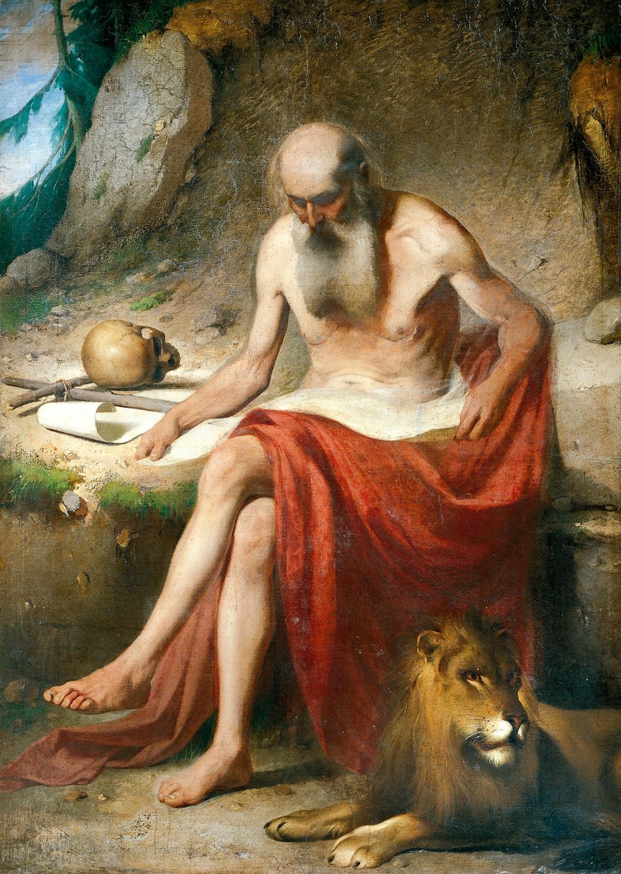 Tövbekar Aziz Jerome, 1867 dolaylarında, Louis Asioli (1817-1877), tuval üzerine yağlı boya by Luigi Asioli