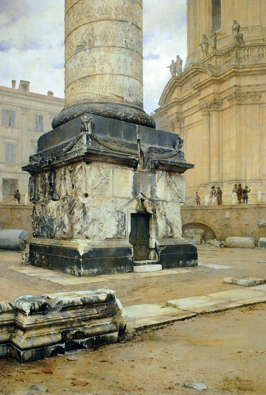 Roma'daki Trajan Sütunu, Luigi Bazzani (1836-1927). Tuval üzerine yağlı boya 70,5x103 cm. by Luigi Bazzani
