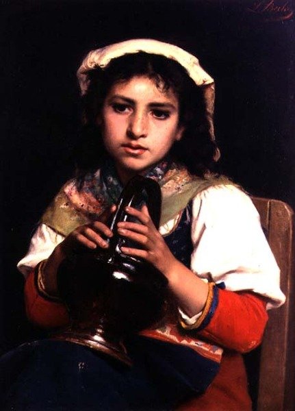 Sürahili Kız (tuval üzerine yağlı boya) by Luigi Bechi