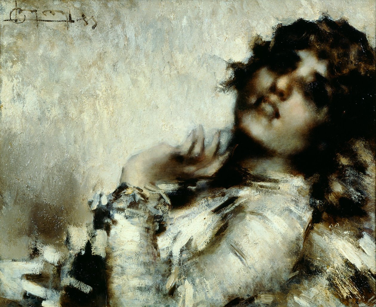 Bir Kadının Portresi (tuval üzerine yağlı boya) by Luigi Conconi