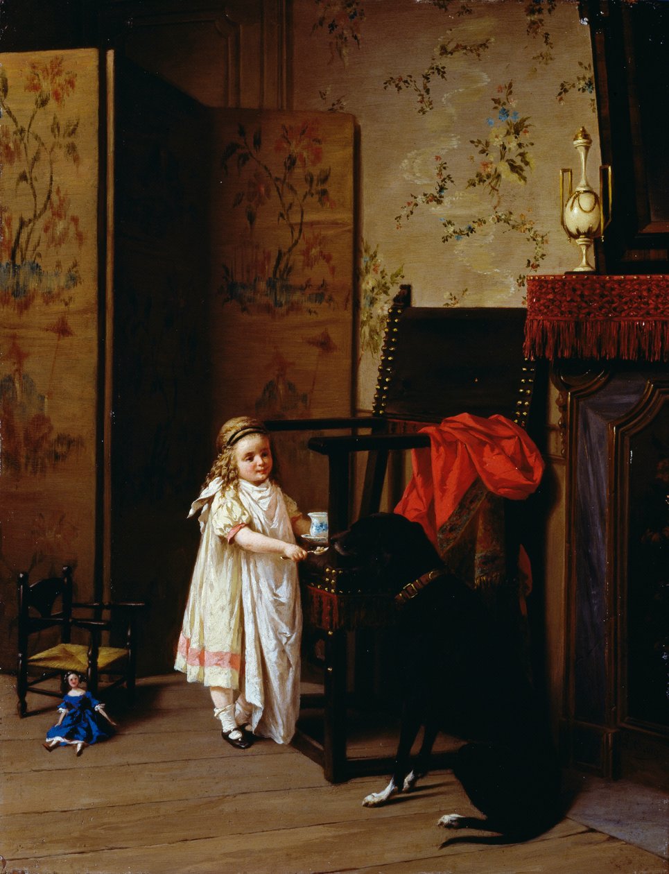 İki kişilik kahvaltı, Luigi Crosio (1835-1915), panel üzerine yağlı boya, 42x32 cm by Luigi Crosio